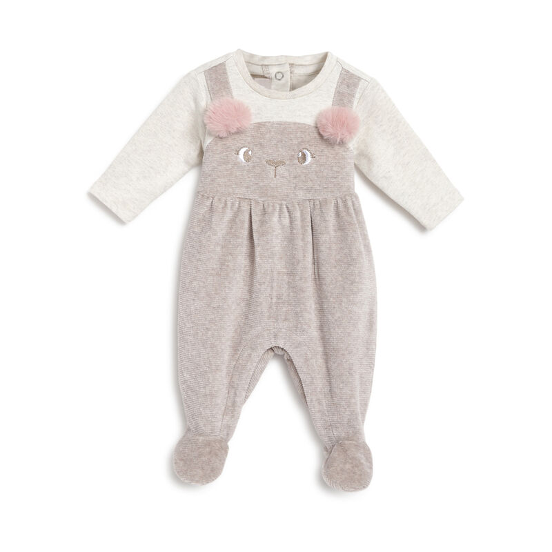 Girls Light Natural Embellished Leg Opening Babysuit image number 0